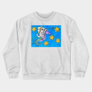 Chinchilla riding a Seahorse Lassoing Stars Crewneck Sweatshirt